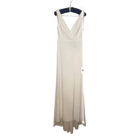 Mac Duggal Cowl Back Surplice ivory gown size 2 - Picture 5 of 10